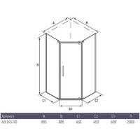 Душевой уголок Alex Baitler AB245-90 100x200 - Превью изображения №2 — Интернет-магазин Time-Shop