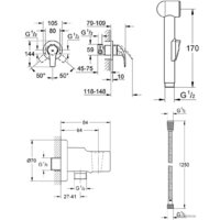 Гигиенический душ Grohe BauCurve [123072] - Превью изображения №2 — Интернет-магазин Time-Shop