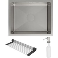 Кухонная мойка Roxen Uno 560210-54 под столешницу сатин/матовая поверхность (ролл-мат, дозатор, сифон) - Превью изображения №3 — Интернет-магазин Time-Shop