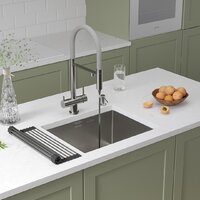 Кухонная мойка Roxen Uno 560210-54 под столешницу сатин/матовая поверхность (ролл-мат, дозатор, сифон) - Превью изображения №2 — Интернет-магазин Time-Shop