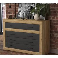 Комод Интерлиния Loft LT-5Ш (дуб золотой-антрацит) - Превью изображения №2 — Интернет-магазин Time-Shop