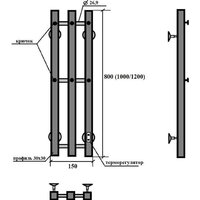 Полотенцесушитель Granula Квадро Вертикаль 15х150 (терморегулятор с таймером, черный) - Превью изображения №4 — Интернет-магазин Time-Shop