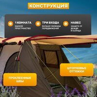 Кемпинговая палатка Sundays ZC-TT105-4 (серебристый/коричневый край) - Превью изображения №3 — Интернет-магазин Time-Shop