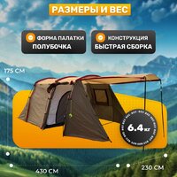 Кемпинговая палатка Sundays ZC-TT105-4 (серебристый/коричневый край) - Превью изображения №4 — Интернет-магазин Time-Shop