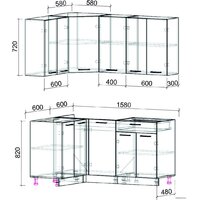 Готовая кухня Интерлиния Мила Лайт 1.2x1.6 без столешницы (серебристый/антрацит) - Превью изображения №2 — Интернет-магазин Time-Shop