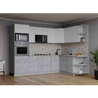 Готовая кухня Интерлиния Мила Лайт 1.68x2.6 правая (белый платинум/бетон/бискайская сосна) - Превью изображения №5 — Интернет-магазин Time-Shop