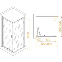 Душевой уголок RGW PA-132 (PA-21+Z-050-5) 060813288-11 80x80 (хром/прозрачное стекло) - Превью изображения №2 — Интернет-магазин Time-Shop