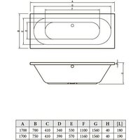 Ванна Bonito Home Ilias 170x75 (с ножками) - Превью изображения №3 — Интернет-магазин Time-Shop