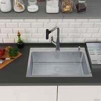 Кухонная мойка Roxen Simple 560220-70 сатин (с коландером и дозатором) - Превью изображения №3 — Интернет-магазин Time-Shop