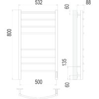 Полотенцесушитель TERMINUS Классик П8 500x800 КС 9005 бп электро (черный) - Превью изображения №3 — Интернет-магазин Time-Shop
