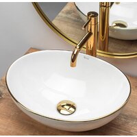 Умывальник Rea Sofia (белый/золотистый) - Превью изображения №2 — Интернет-магазин Time-Shop