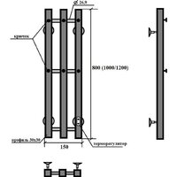 Полотенцесушитель Granula Квадро Вертикаль 15х120 (терморегулятор с таймером, черный) - Превью изображения №4 — Интернет-магазин Time-Shop