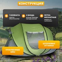 Кемпинговая палатка Sundays ZC-TT102-3 (зеленый/светло-серый) - Превью изображения №3 — Интернет-магазин Time-Shop