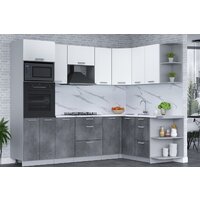 Готовая кухня Интерлиния Мила Лайт 1.68x2.6 правая (белый платинум/бетон портленд/белый гранит) - Превью изображения №3 — Интернет-магазин Time-Shop