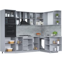 Готовая кухня Интерлиния Мила Лайт 1.68x2.6 правая (белый платинум/бетон портленд/белый гранит) - Превью изображения №2 — Интернет-магазин Time-Shop