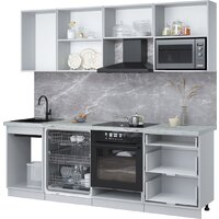 Готовая кухня Интерлиния Мила Лайт 2.3-ПМ2 (дуб золотой/дуб золотой/кастилло темный) - Превью изображения №2 — Интернет-магазин Time-Shop