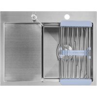 Кухонная мойка Saniteco 6550-R + Spike F9S07011 (сатин, с сифоном, дозатором и коландером) - Превью изображения №2 — Интернет-магазин Time-Shop