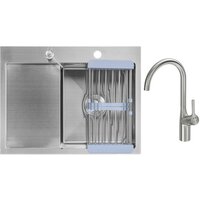 Saniteco 6550-R + Spike F9S07011 (сатин, с сифоном, дозатором и коландером)