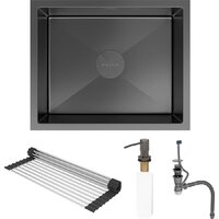 Кухонная мойка Roxen Uno 560210-54B-V графит/текстурная PVD покрытие (с ролл-матом и дозатором) - Превью изображения №9 — Интернет-магазин Time-Shop