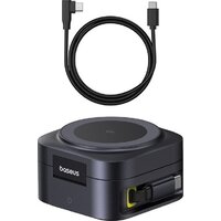 Сетевое зарядное Baseus PicoGo Series 2-in-1 Magnetic Wireless Charger Qi2 67W P10276800123-00 (черный) - Превью изображения №3 — Интернет-магазин Time-Shop