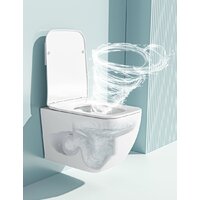 Унитаз подвесной Roxen Cube One Rimless 6 в 1 StounFix Dual Fresh 579341 (кнопка: черный матовый) - Превью изображения №11 — Интернет-магазин Time-Shop