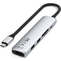 Док-станция Satechi 6-in-1 USB-C Slim Multiport Adapter ST-P6SS (серебристый) - Превью изображения №2 — Интернет-магазин Time-Shop