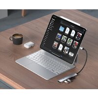 Док-станция Satechi 6-in-1 USB-C Slim Multiport Adapter ST-P6SS (серебристый) - Превью изображения №4 — Интернет-магазин Time-Shop
