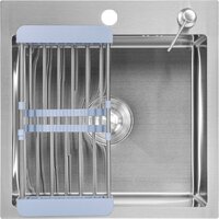Кухонная мойка Saniteco 4848 + Spike F9S07011 (сатин, с сифоном, дозатором и коландером) - Превью изображения №2 — Интернет-магазин Time-Shop