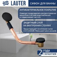 Ванна Lauter Athena 170x80 21090080 (с каркасом, лицевым экраном и сифоном 21Y11021 матовый черный) - Превью изображения №2 — Интернет-магазин Time-Shop