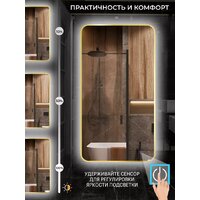 Зеркало с подсветкой  EMZE Smartphone 50x100 LED.UV.SMART.50.100.AUR (золото с УФ-окантовкой и подсветкой) - Превью изображения №8 — Интернет-магазин Time-Shop