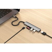 Док-станция Satechi 6-in-1 USB-C Slim Multiport Adapter ST-P6SM (серый) - Превью изображения №4 — Интернет-магазин Time-Shop