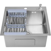 Кухонная мойка Saniteco 4848 + Spike F9S07000 (хром, с сифоном, дозатором и коландером) - Превью изображения №4 — Интернет-магазин Time-Shop