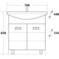  Onika Тумба под умывальник Балтика 70.17 (белый) [107028] - Превью изображения №4 — Интернет-магазин Time-Shop