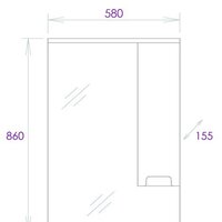  Onika Шкаф с зеркалом Харпер 58.01 205849 R (белый глянцевый) - Превью изображения №5 — Интернет-магазин Time-Shop