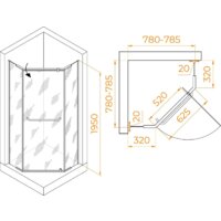 Душевой уголок RGW PA-081B 35088188-14 80x80 (черный/прозрачное стекло) - Превью изображения №2 — Интернет-магазин Time-Shop