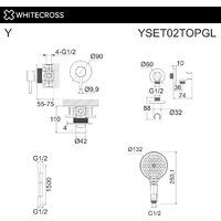 Душевой гарнитур  Whitecross Y YSET02TOPGL (золото) - Превью изображения №3 — Интернет-магазин Time-Shop