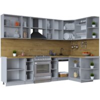 Готовая кухня Интерлиния Тренд 1.5x2.8 правая (мята/белый/бискайская сосна) - Превью изображения №3 — Интернет-магазин Time-Shop