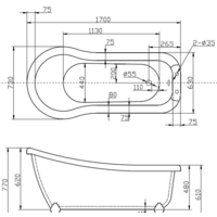 Ванна BelBagno BB20 170x73 - Превью изображения №2 — Интернет-магазин Time-Shop