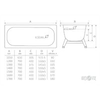 Ванна Antika 555206 (130x70) - Превью изображения №3 — Интернет-магазин Time-Shop