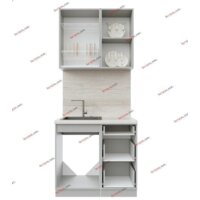 Готовая кухня Интерлиния Берес 0.9А (дуб полярный/дуб полярный/серый каспий) - Превью изображения №2 — Интернет-магазин Time-Shop