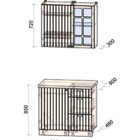 Готовая кухня Интерлиния Берес 0.9А (дуб полярный/дуб полярный/серый каспий) - Превью изображения №3 — Интернет-магазин Time-Shop