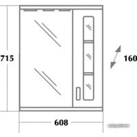  Onika Шкаф с зеркалом Кристалл 67.02 левый (белый) [206705] - Превью изображения №2 — Интернет-магазин Time-Shop