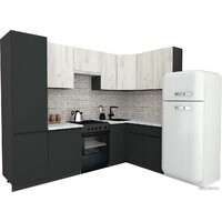 ВерсоМебель Эко-7 1.4x2.6 правая (дуб крафт белый/антрацит/ст.мрамор итальянский)