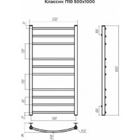 Полотенцесушитель TERMINUS Классик П10 500x1000 (сатин) - Превью изображения №2 — Интернет-магазин Time-Shop