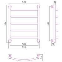 Полотенцесушитель Сунержа Галант+ 600х500 051-0200-6050 - Превью изображения №3 — Интернет-магазин Time-Shop
