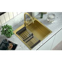 Кухонная мойка ARFEKA Eco AR 500*500 Golden PVD Nano - Превью изображения №6 — Интернет-магазин Time-Shop
