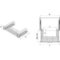 Корзина выдвижная Starax S-2353-C 80 (крепление на фасаде, хром) - Превью изображения №3 — Интернет-магазин Time-Shop