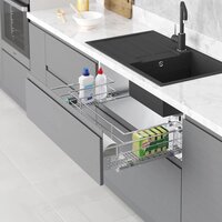 Корзина выдвижная Starax S-2353-C 80 (крепление на фасаде, хром) - Превью изображения №2 — Интернет-магазин Time-Shop