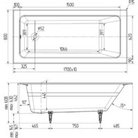 Ванна Wotte Line 170х80 БП-э00д1473 - Превью изображения №4 — Интернет-магазин Time-Shop