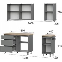 Готовая кухня Mio Tesoro Денвер 1.6м (графит серый/дуб сонома) - Превью изображения №9 — Интернет-магазин Time-Shop